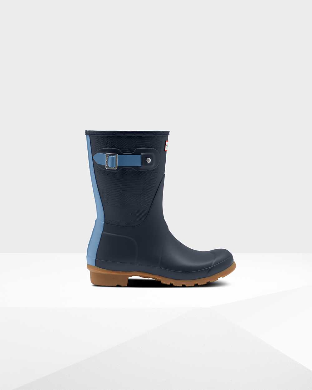 Hunter Original Short Exploded Logo Texture Mid-Calf Women's Rain Boots NZ-02234Z Navy